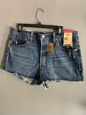 Levi's 501 Women's Dark Blue Denim Cutoff Shorts NWT Size 34